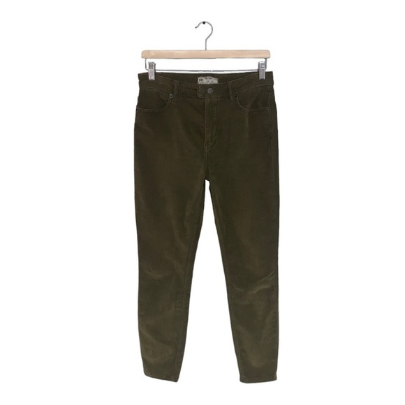 Free People Corduroy Pants Women's Size 27 Olive Green Brown High‎  Rise Stretch - Picture 1 of 10